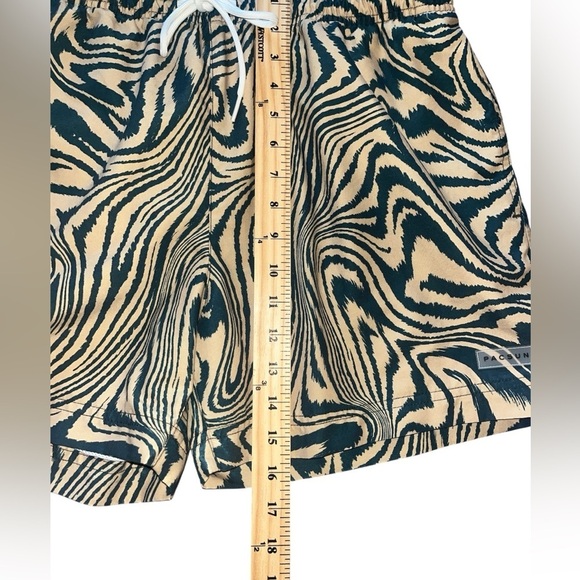 Men’s PacSun Warp 4.5" Swim Trunks Board Shorts Large Green Gold Waves Wavey - Picture 14 of 15